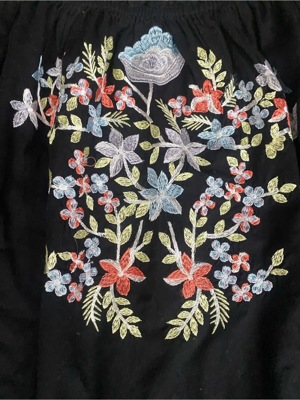 Free People Black with Embroidered Hem Detail Dress